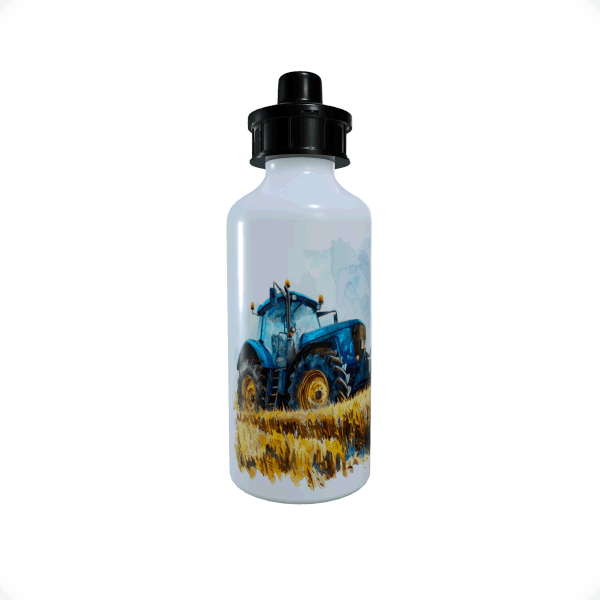 Blue Tractor Aluminium Sports Bottle with 2 tops